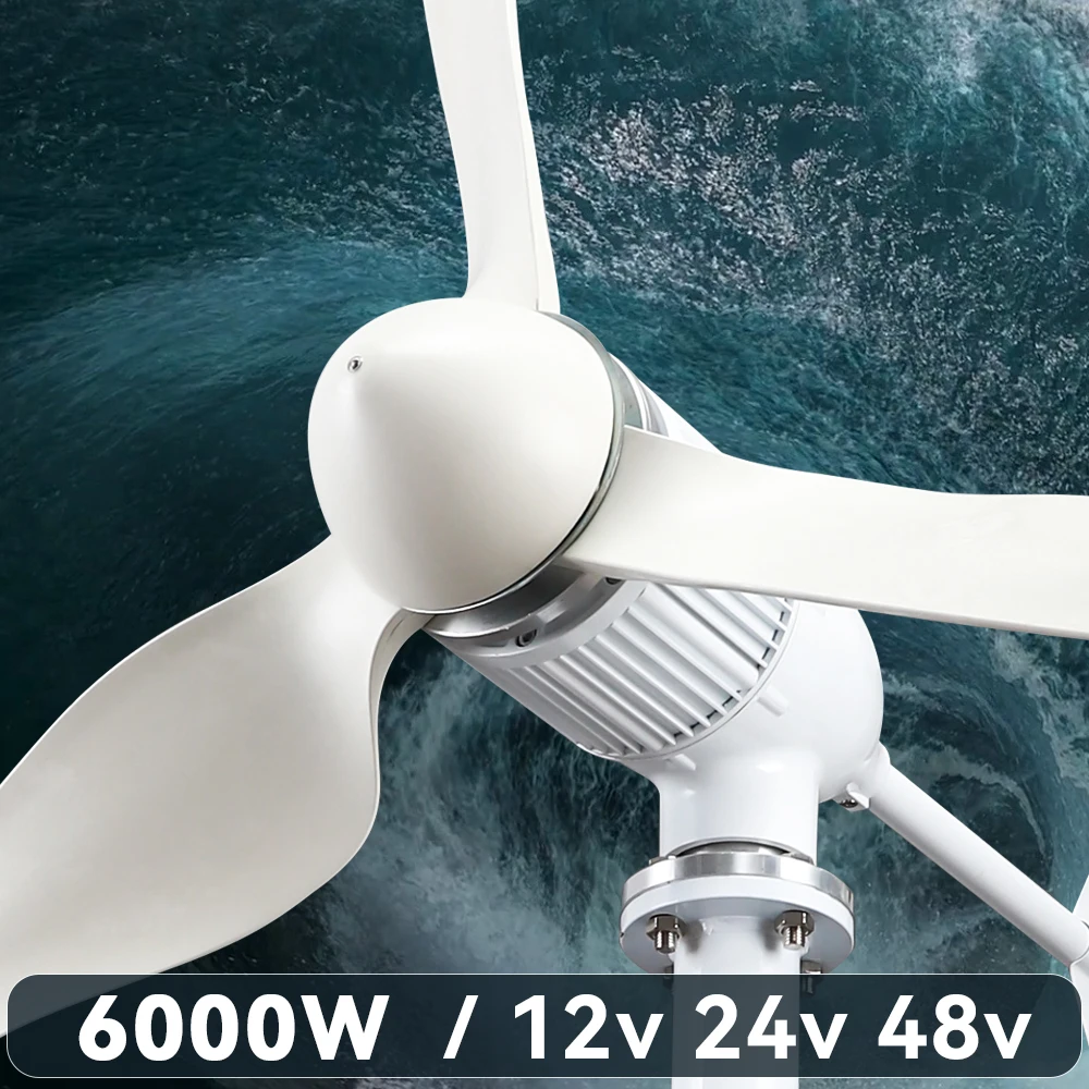 

Wind Turbine Generator Power Dynamo 6000w 3Blades 12V 24V 48V With MPPT Charger Controller Off Grid Inverter System Fr Home Use