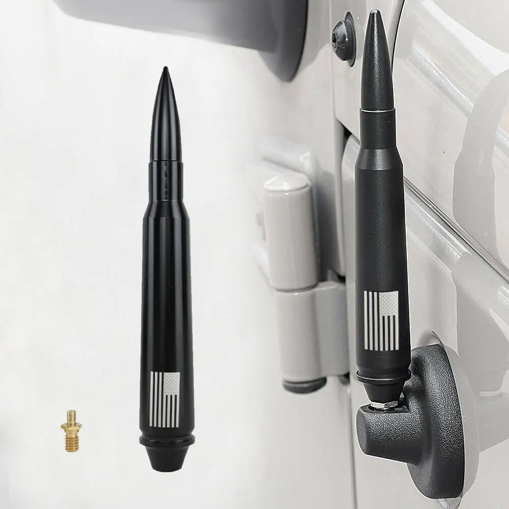Black Aluminum Car Short Bullet Antenna Mast Radio for Jeep Wrangler JK