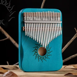 Solid Maple Wood Kalimba Thumb Piano Keyboard Musical Instrument (Blue 21 key)