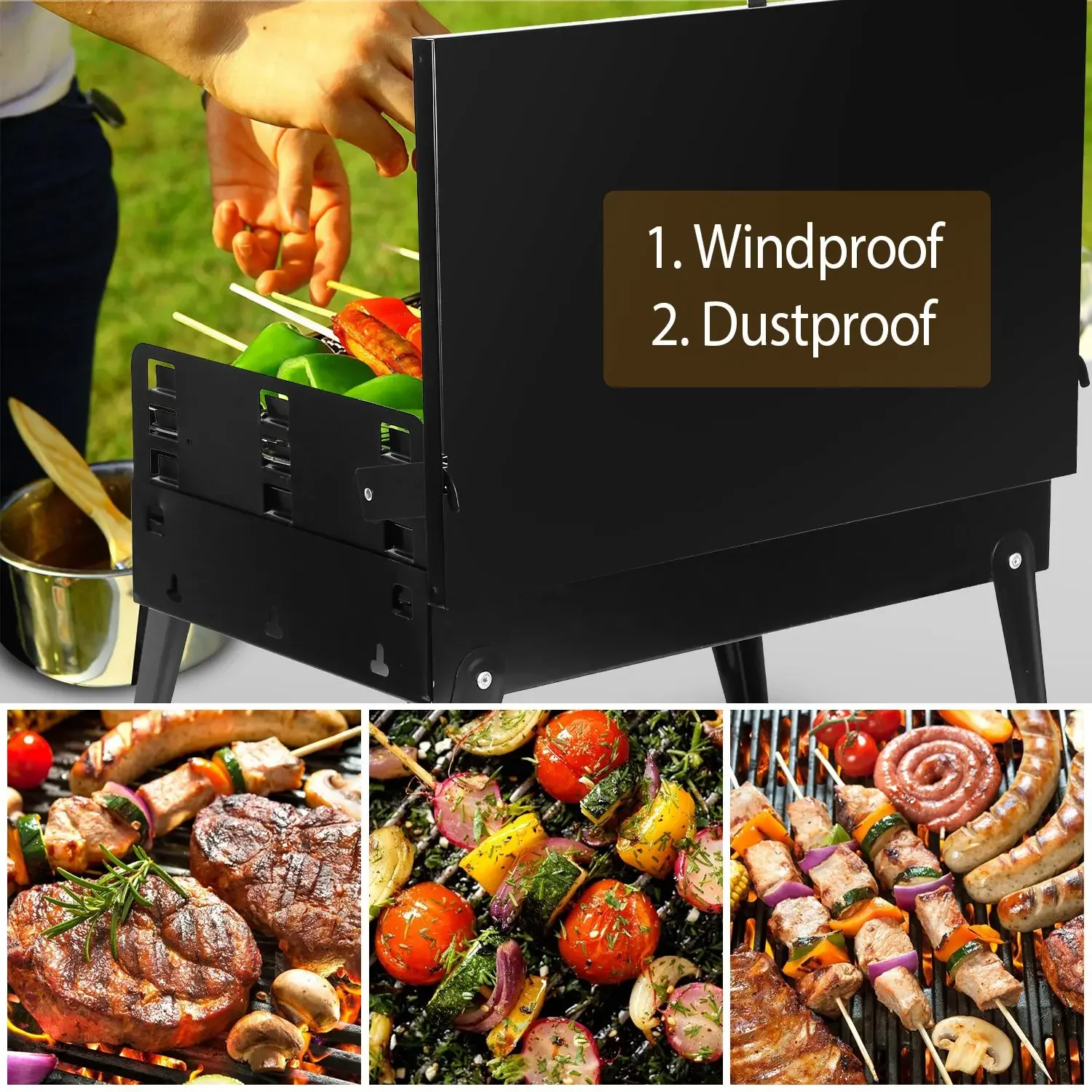 16.7x10x17.7in Portable Charcoal Grill 4
