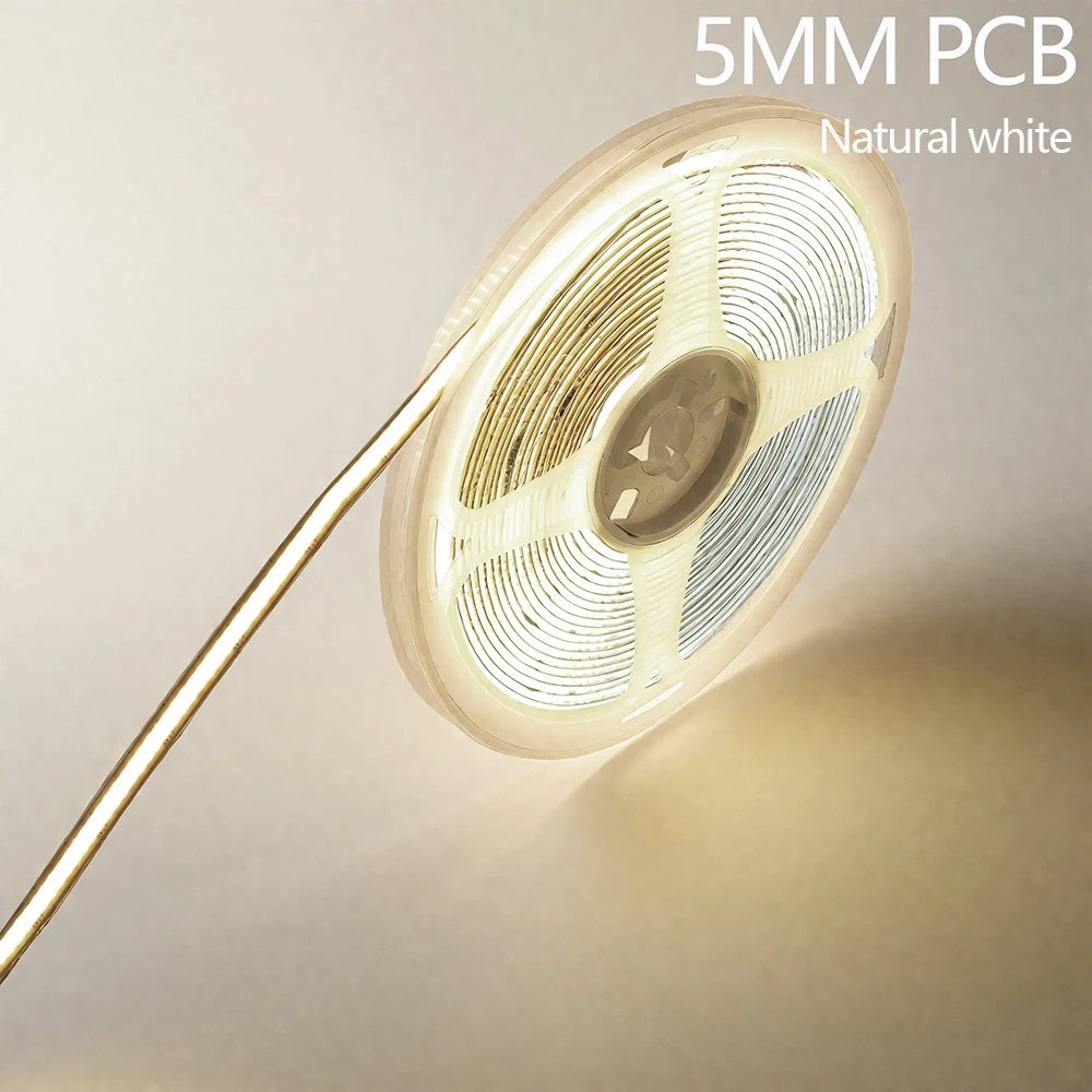 5mm 8mm PCB COB LED Streifen Licht 12V 24V Free Cut 400LEDs/M Hohe Dichte flexible Band 2PIN Draht Home Decor Warm Natürliche Weiß – Detail 17