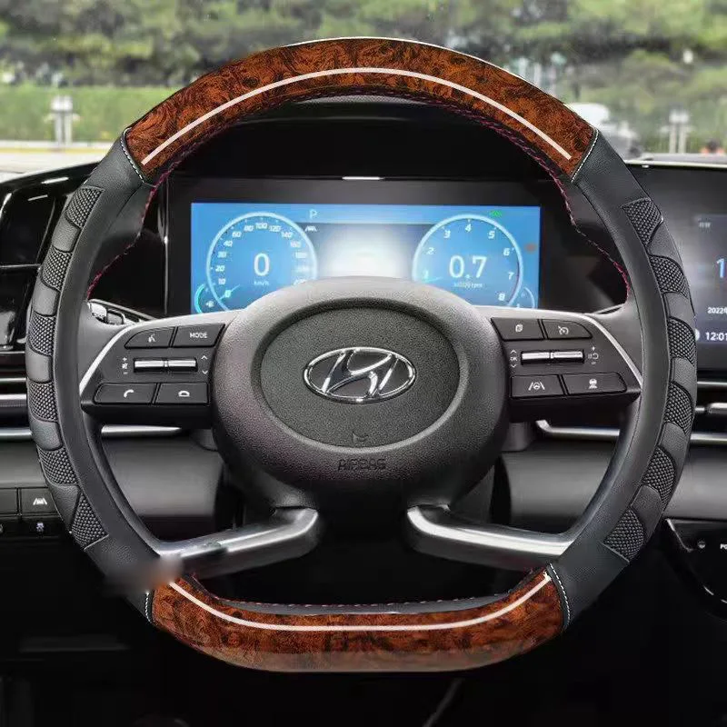 

Красное дерево зернистая D-образная искусственная кожа для Hyundai Creta II 2021 2022 2023 автомобильные аксессуары