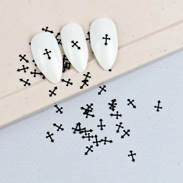 100 pcs Cross Metal Nail Charms Gold Silver Black Metallic Nail Stud Manicure 3d Nail art Decorations Accessories 2