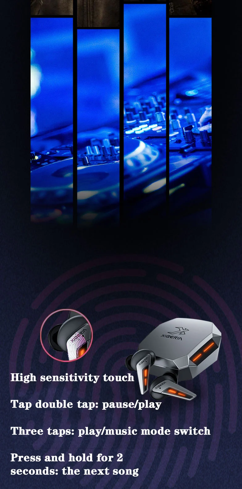 XIBERIA W2 true wireless Bluetooth Headphones stereo music earphone in-ear low-latency gaming headset with Mic for Android Apple