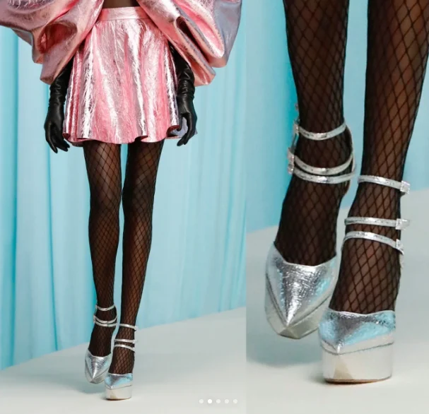 

Pointed Toe Platform Strappy Sandals Block High Heels Buckle Shiny Leather Sexy Elegance Classic Women Casual Party Shoes