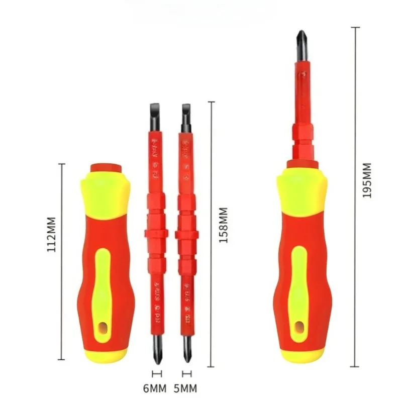 Multi Purpose Three in One Insulated Screwdriver Set, Slotted Cross Drill Bit, Electrician Tool Kit, Convenient and Practical