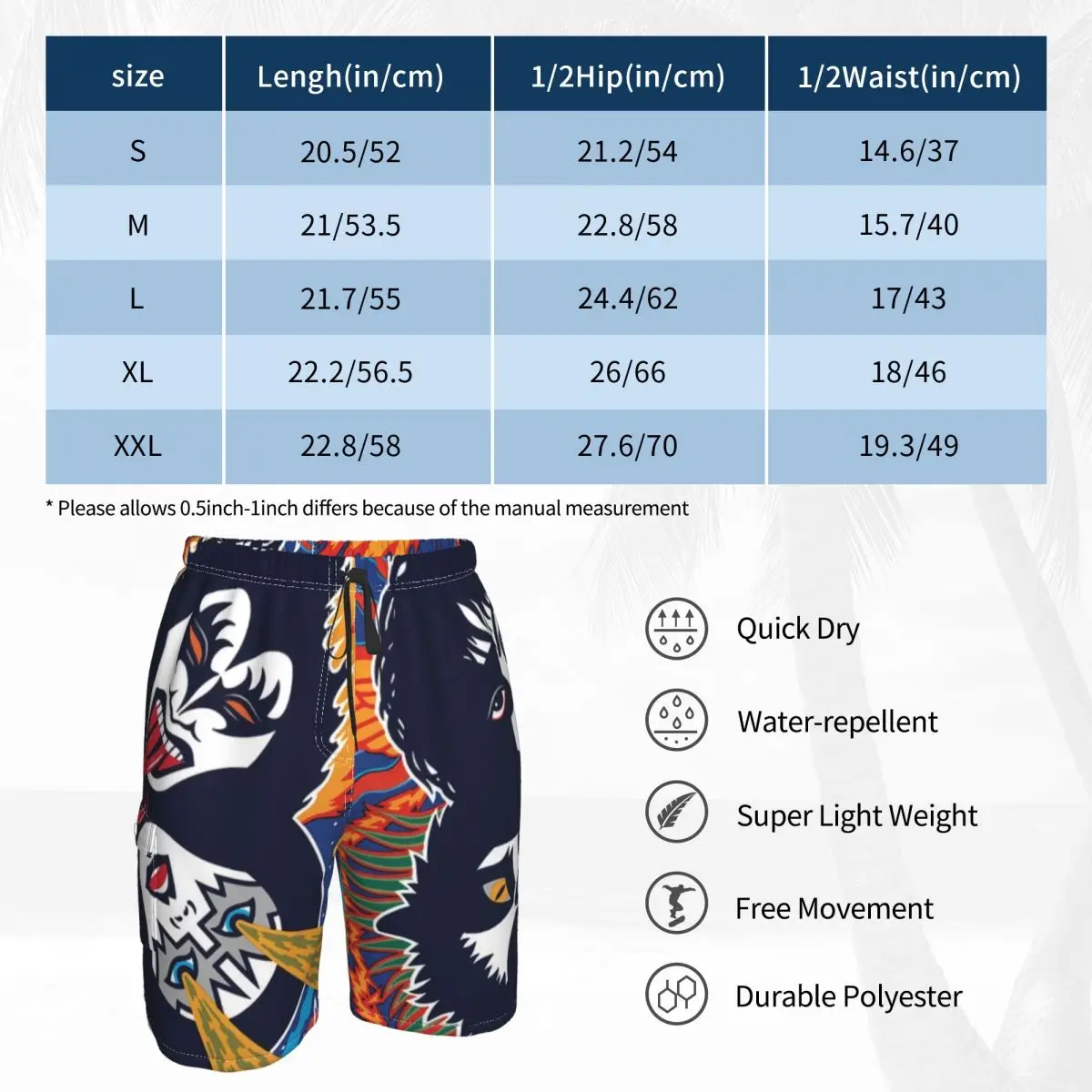 Kiss Band Board Shorts Kiss Music Comfortable Beach Short Pants Men\'s Custom Large Size Swimming Trunks Birthday Present