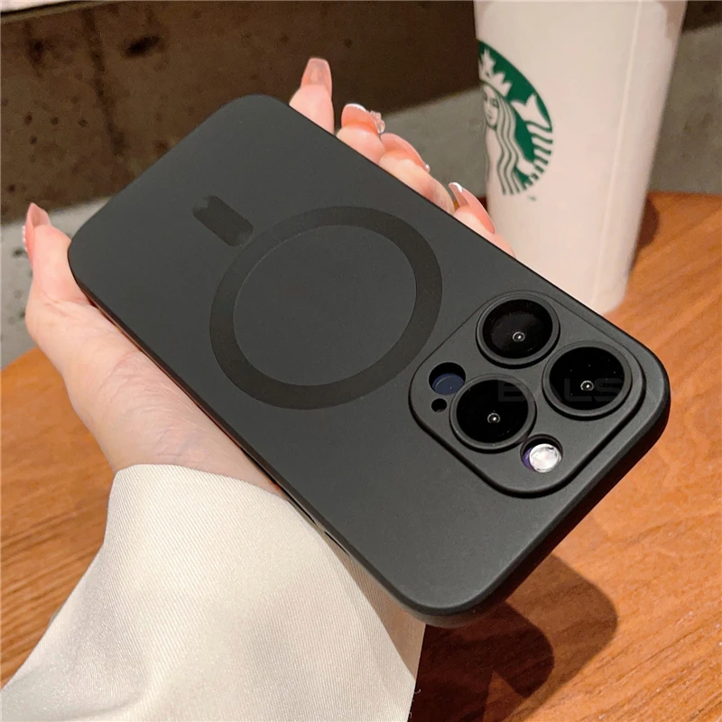 Premium Magsafe Magnetic Wireless Charging Case with Glass Lens Protection and Soft Matte Finish