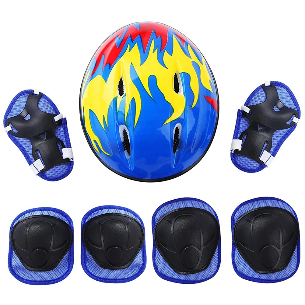 7Pcs Kid Protective Gear Set Knee Wrist Guard Elbow Pads Bicycle Skateboard Ice Skating Roller Knee Protector Guard Sport Safety