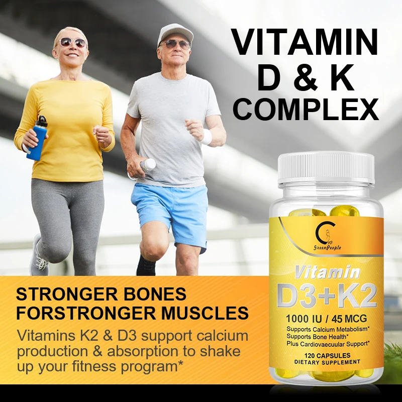 Vegan Vitamin D3+K2 Capsule Regulate Calcium Metabolism Prevent