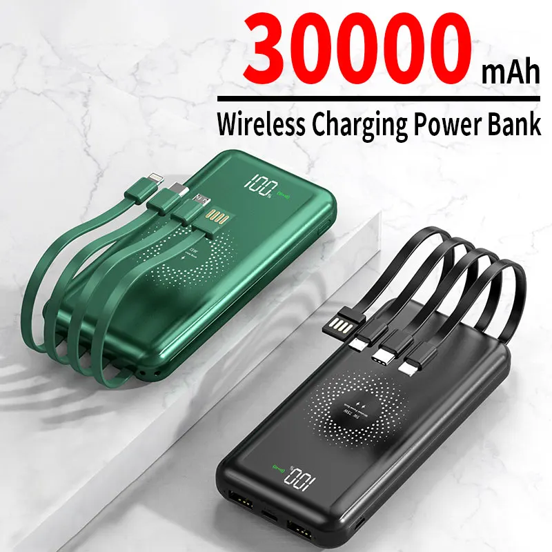 Chargeur sans fil portable avec affichage numérique, batterie externe pour  iPhone, HUAWEI, batterie externe, charge rapide, directions intégrées,  4USB, 30000mAh - AliExpress