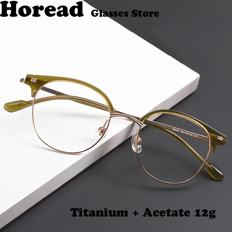 

Fashion Ultralight Titanium Acetate Round Glasses Frame Men Women Optical Eyeglasses Prescription Myopia Lens Spectacles 2024