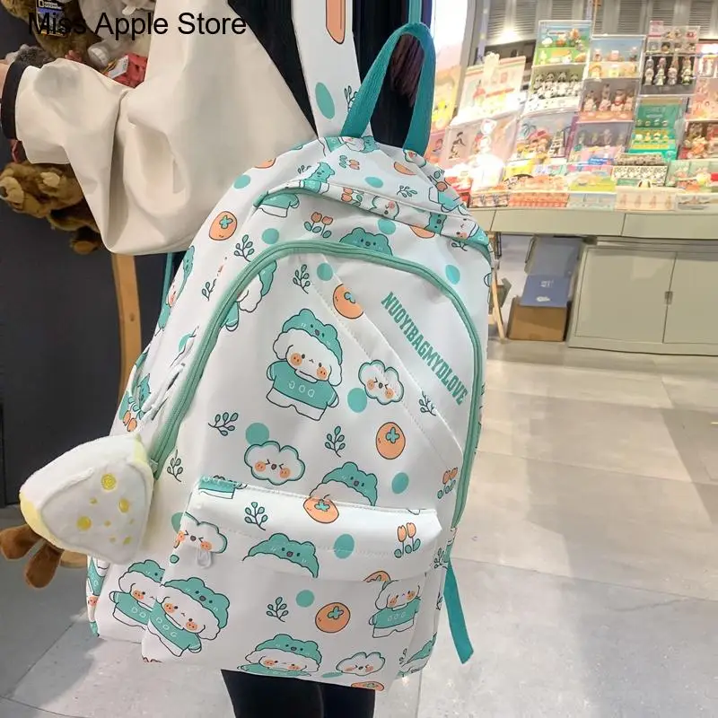 

Cute Bookbag Waterproof New Fashion Ladies Travel Backpack Kawaii Printing Mochila for College Laptop Bag High school