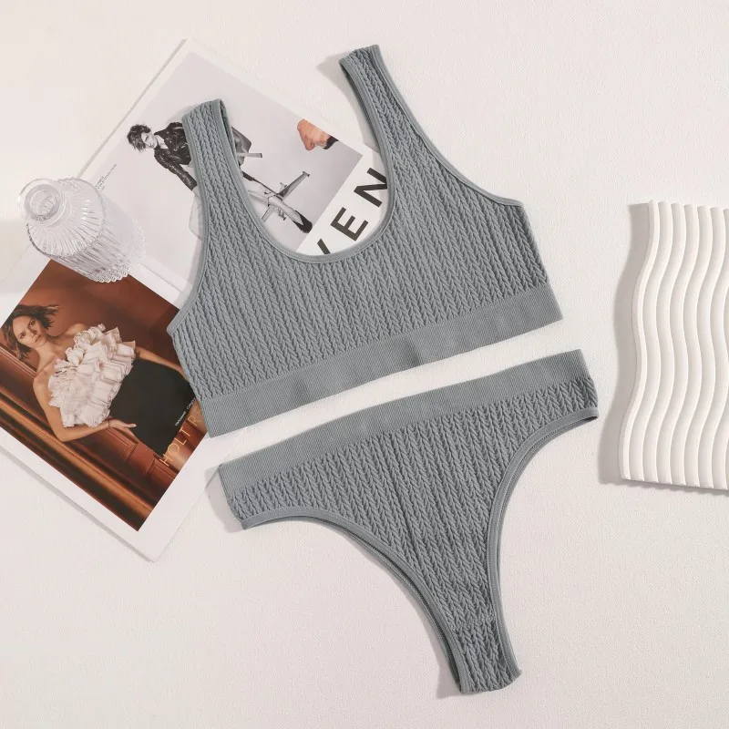 Women Seamless Bra Set Ribbed