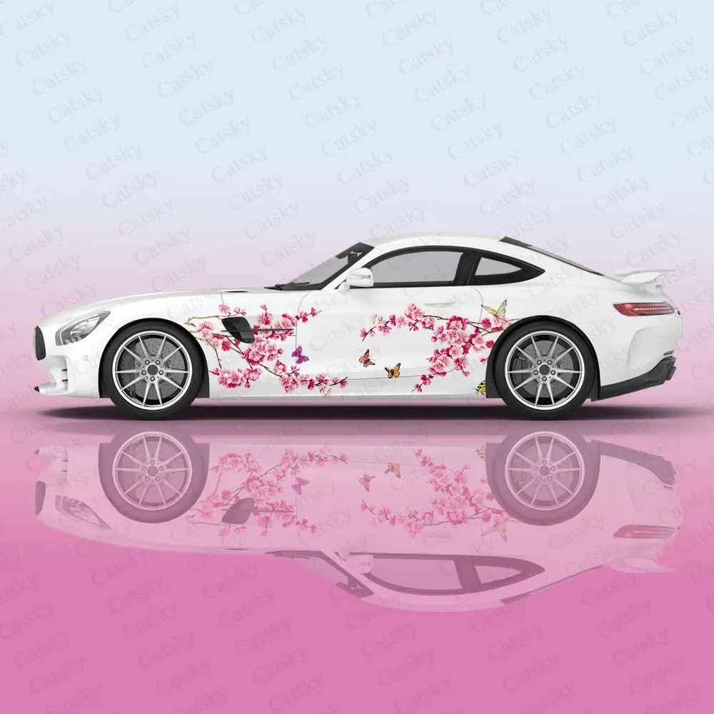 StickerTalk 4in x 4in Pink Flower Sticker Vinyl Tumbler Decal Floral Vehicle Stickers