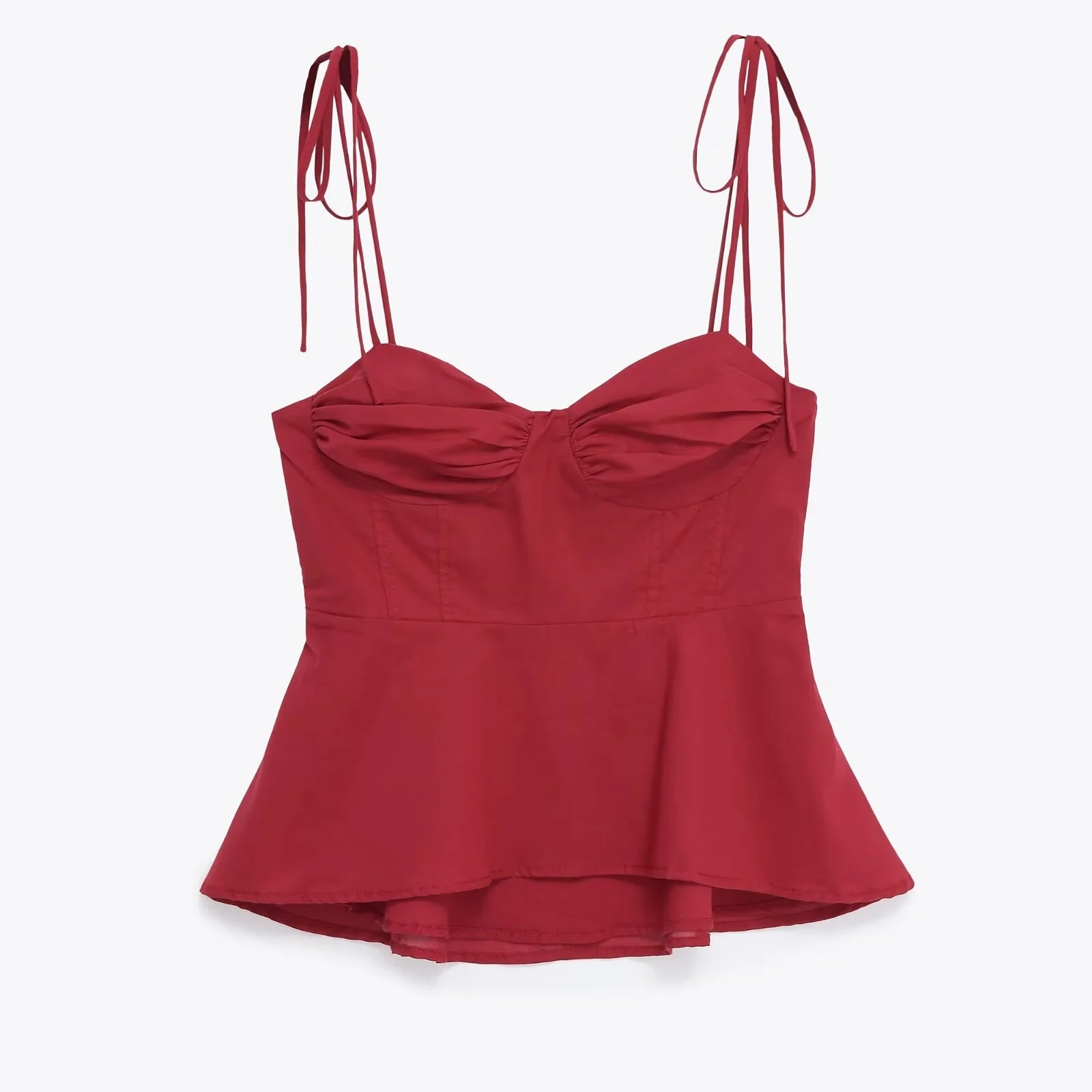 Women French Style Straps Bustier Tops Stacked Decoration Tied Thin Straps Side Zipper Female Camisole Sexy Fashion Streetwear