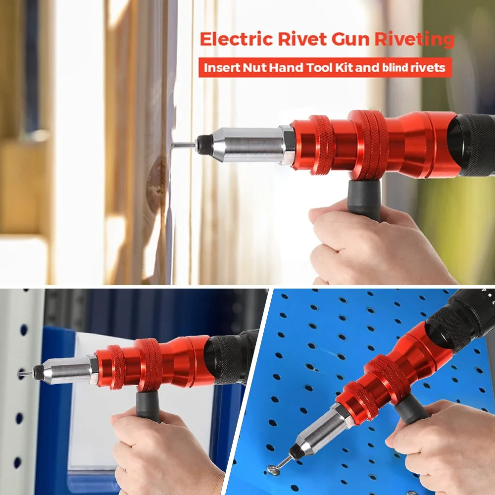 Electric Rivet Gun Adapter 2.4mm-3.2mm-4.0mm-4.8mm Home Core Blind Rivet Gun Aluminum Alloy Riveting Tools Cordless Gun