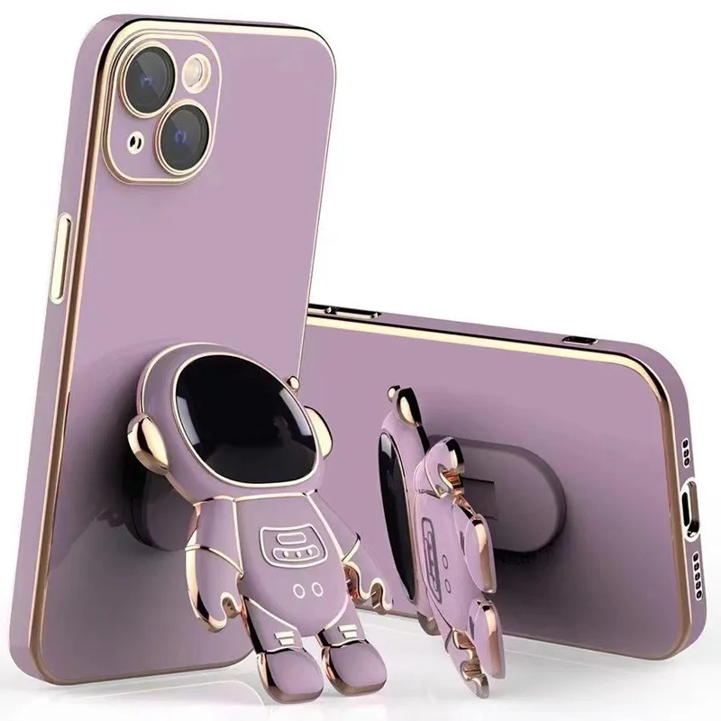 Samsung S22 Ultra S21 FE S20 S10 Plus Kaplama Astronot Katlanır Telefon Tutucu Yumuşak TPU Kapak A53 a73 a33 5 İçin Telefon Kılıfı_voghion.com