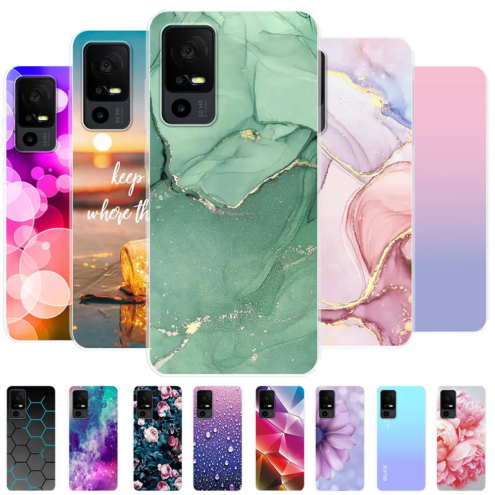 Per Tcl 40 Se Custodia Per Tcl 40 Se Cover Trasparente Custodia Morbida In Silicone Tpu Verniciato Marmo Fundas Per Tcl 40 Se Paraurti Coque
