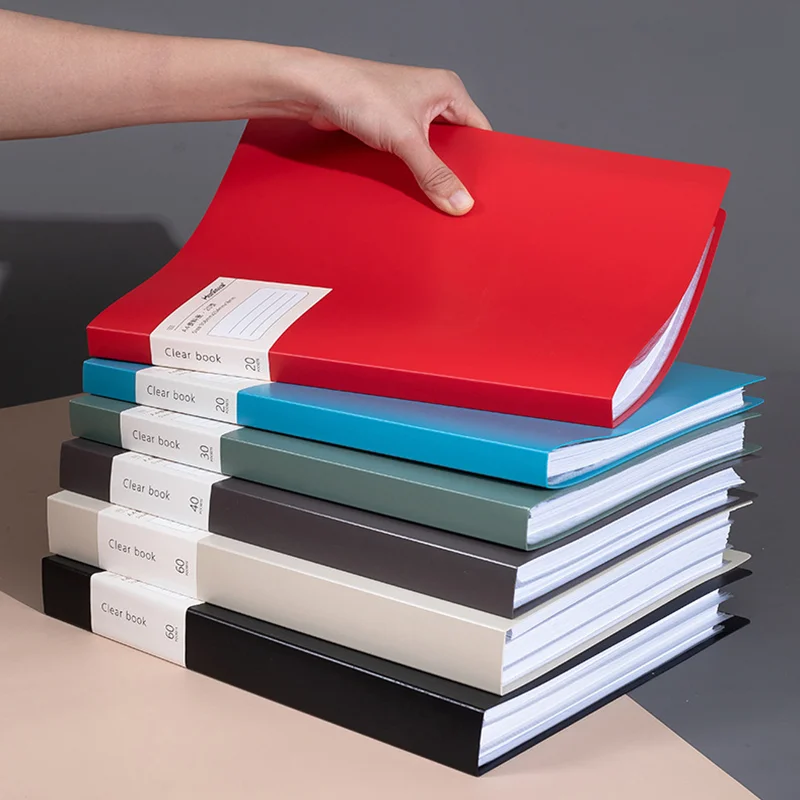 File Folder A4 Binder Information Folder 60/80/100 Pages Transparent File Music Paper Collection Pp Bag Desk Organizer