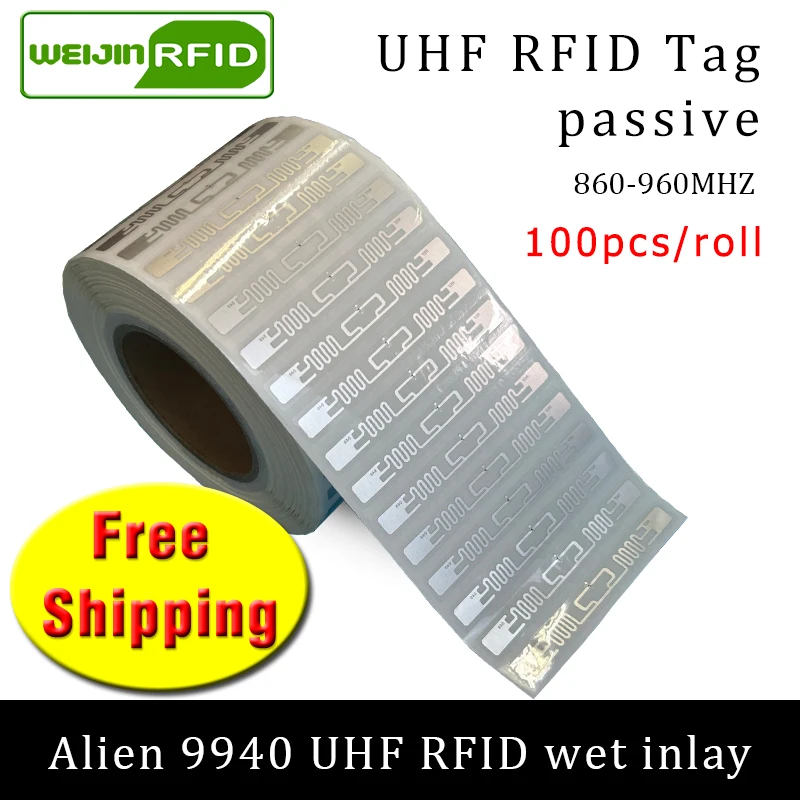 

UHF RFID-метка EPC 6C наклейка Alien 9940 влажная инкрустация 915mhz868mhz860-960MHZ Higgs9 100 шт. Бесплатная доставка клейкая Пассивная RFID-метка