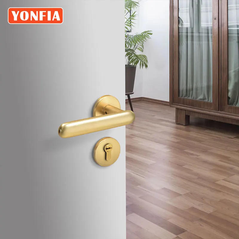 

YONFIA A8205R01 современные алюминиевые цилиндрические золотые дверные ручки для дома роскошная розетка дверной замок ручка для оборудования DIY