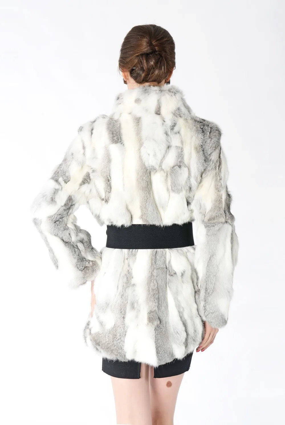 New Arrival Full Pelt Real Rabbit Fur Coat Women Nature Fur Jacket Female Fashion Factory good quality Fur Overcoat NZ147