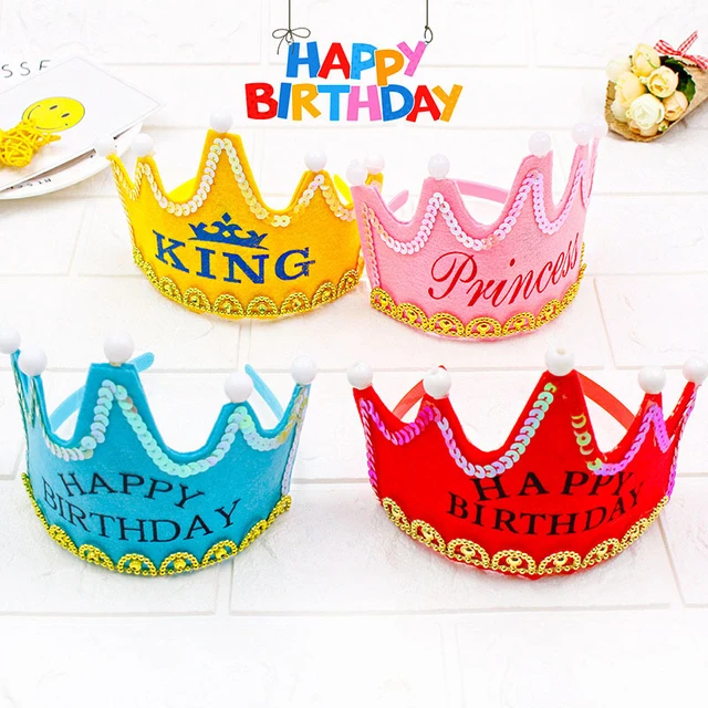 Chapeau de couronne de fête d'anniversaire pour enfants, lumière LED, roi,  princesse, bonnet de joyeux anniversaire, bande de sauna, décorations  lumineuses pour fille et garçon, nouveau - AliExpress