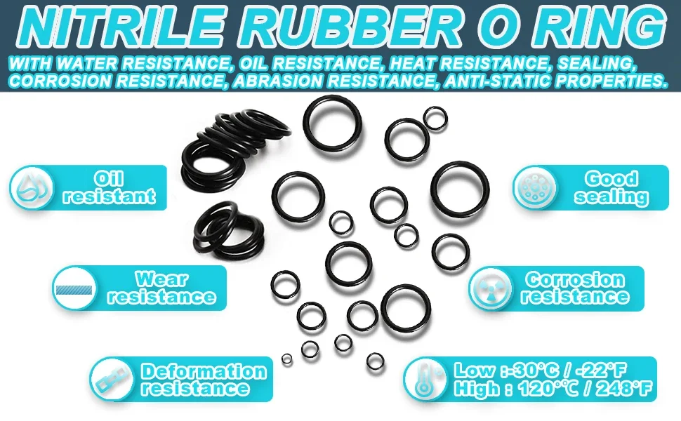 Rubber O Ring Set Gaskets Seal Nitrile Rubber Bands High Pressure O-Rings Repair Kit Sealing Elastic Band O Rubber