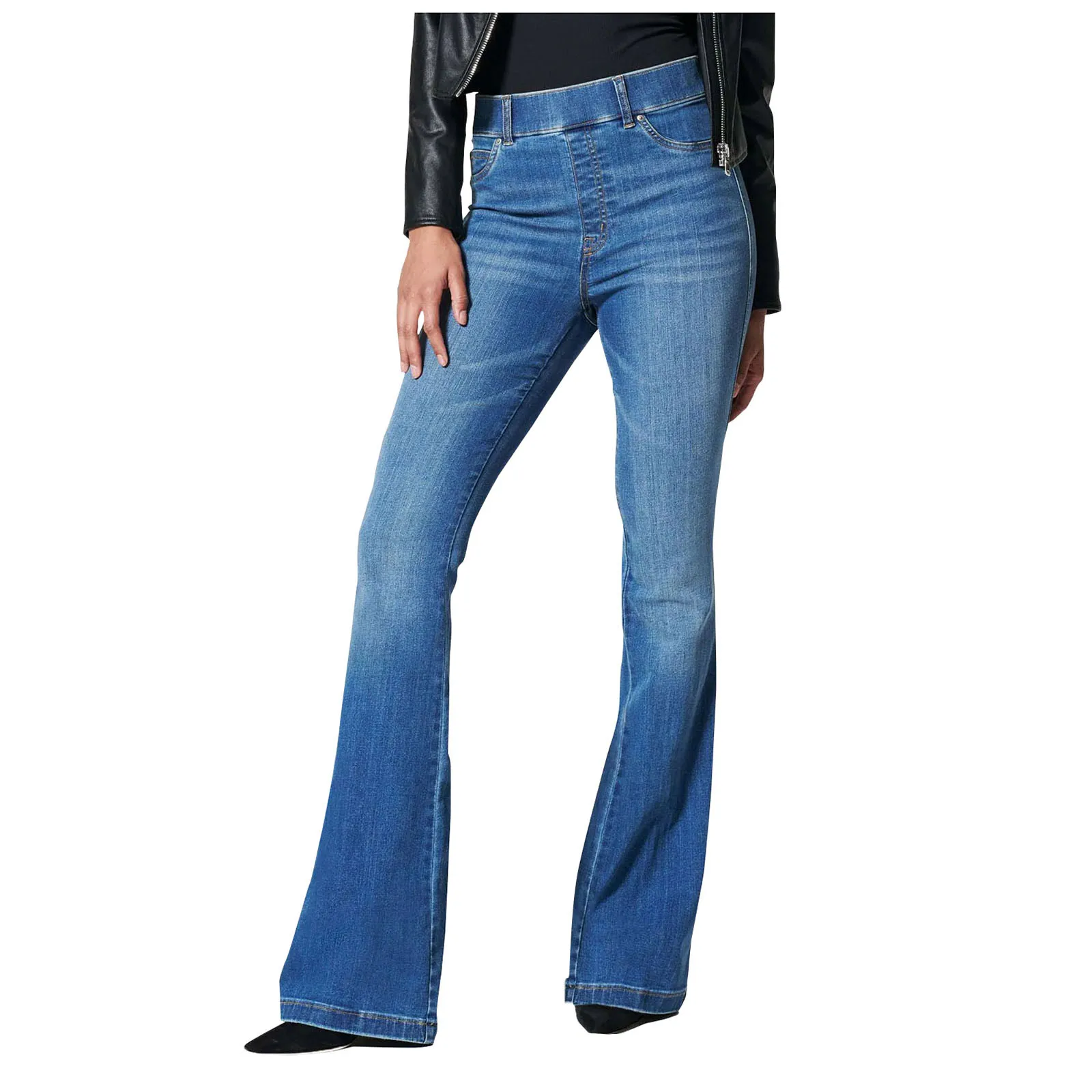 

Women's No-Button Stretch Flare Jeans Pull On Jeans Denim Pants Regular Fit Jean calça jeans feminina ازياء نسائيه ハイウエスト デニム