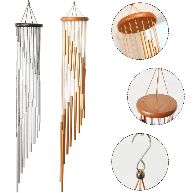 Zenei Szél Hangjelzés 18 Cső Csengő Harangok Dekoráció Arany/Ezüst A Nappali Hálószoba Étkező Kávézó Szélcsövek Csövek - Image 6