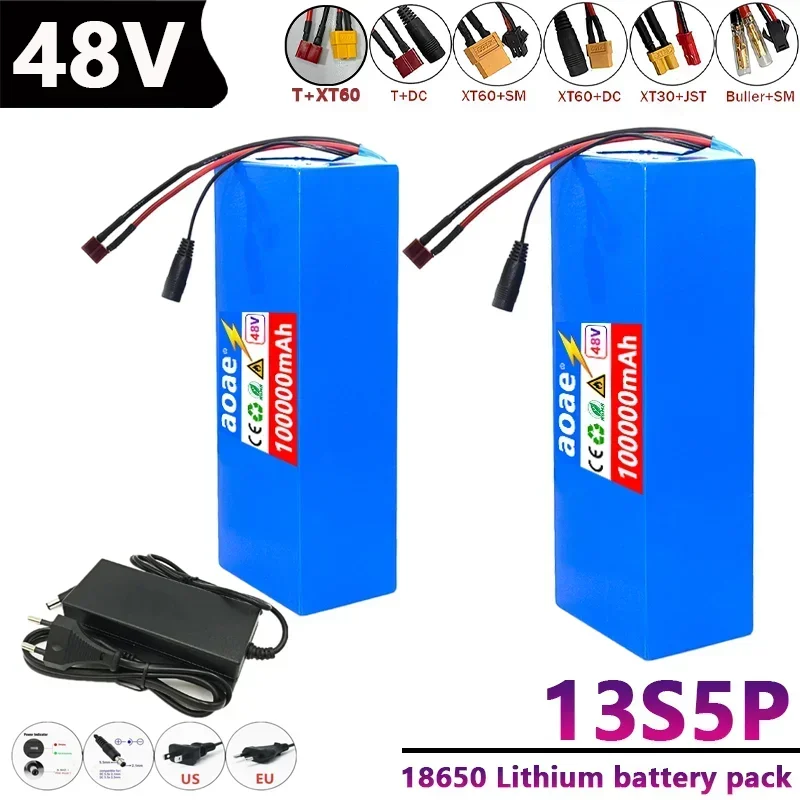 13S5P 48V 100Ah Electric Vehicle Lithium Battery Pack for Electric Scooter Mountain Bike 250-1000w rechargeable batteries