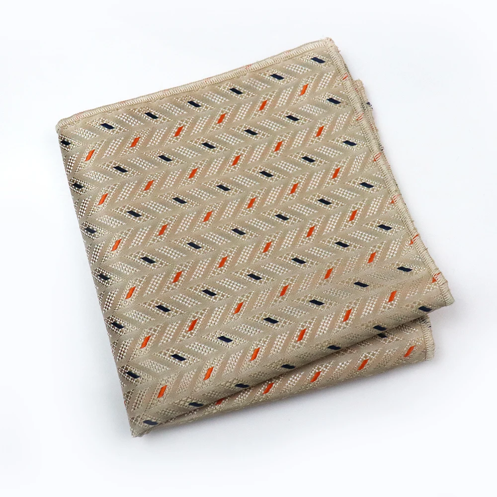 New White Color Pocket Square For Men Polyester Woven Horse Handkerchief 24cm Khaki Paisley Hanky Wedding Party Tuxedo Accessory