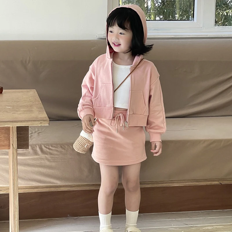 

Spring Autumn Girls Short Jacket Baby Activewear Toddler Jacket Kids Outwear Children Fashion Clothes Solid Pocket 2-8Y