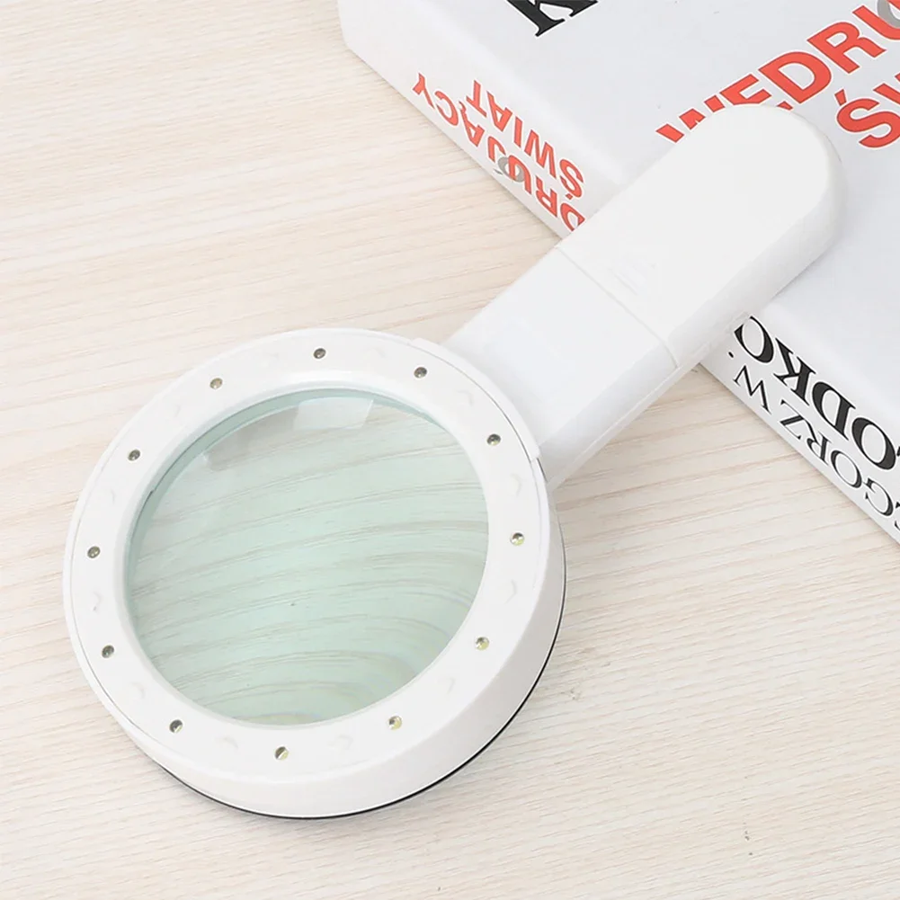 Description Picture 4 of item30X Handheld Magnifier Independent Lighting Design 3LED Double Glass Lens Appreciation Reading Magnifiers Jewelry Repair Tool