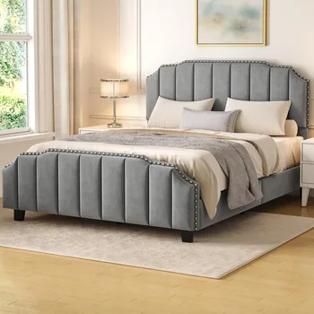 Queen Upholstered Platform Bed 1