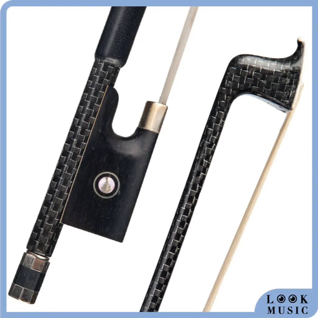LOOK  Violin Bow 4/4 Full Size Carbon Fiber Violin Bow For 4/4 Violin W/ Silver Braided Ebony Frog Violin Part & Accessories New