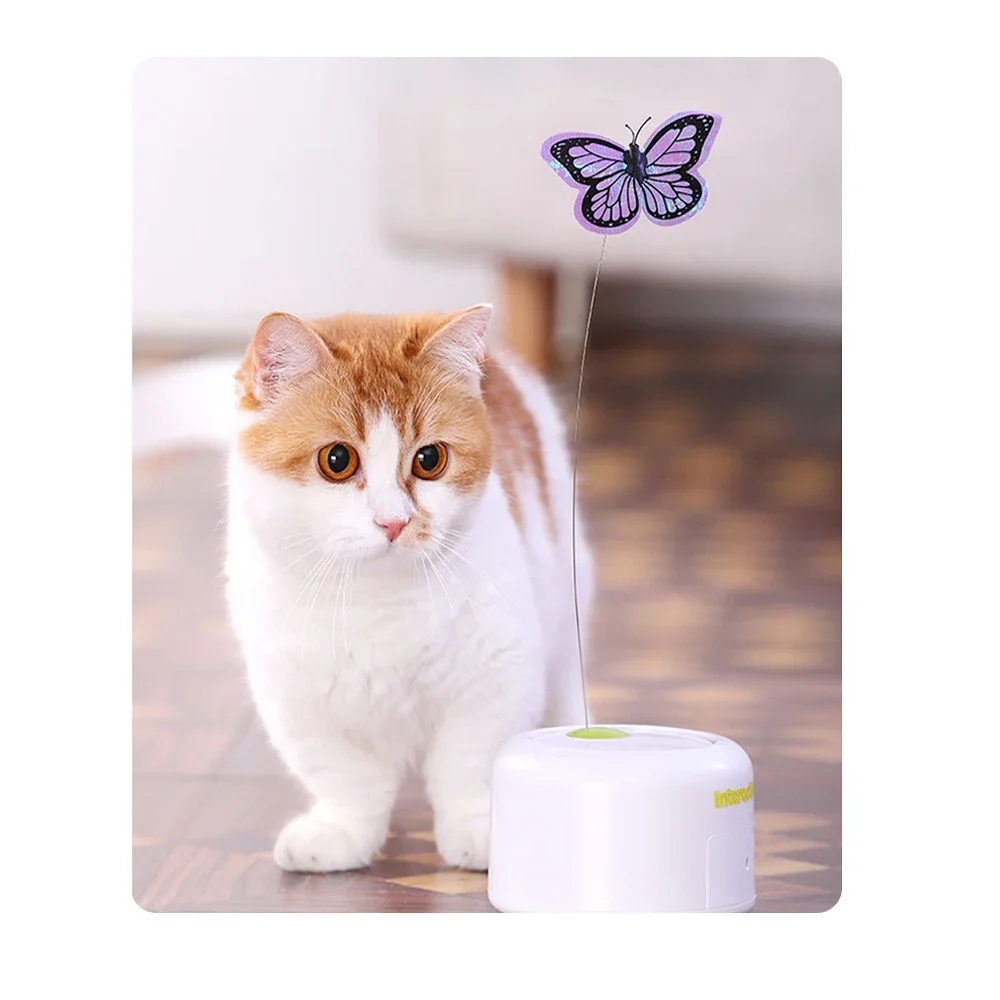 

Забавная игрушка для кошек, автоматическая игрушка для кошек, вращающаяся на 360 градусов, с активированным движением, с бабочкой, интерактивная игрушка для жуков, щенков, мигающая игрушка