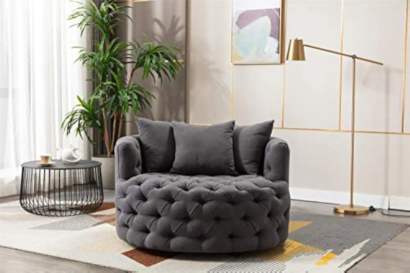 Modern Swivel Accent Chair Barrel Chair for Hotel Living Room, Modern Leisure Grey Our chairs are carefully designed