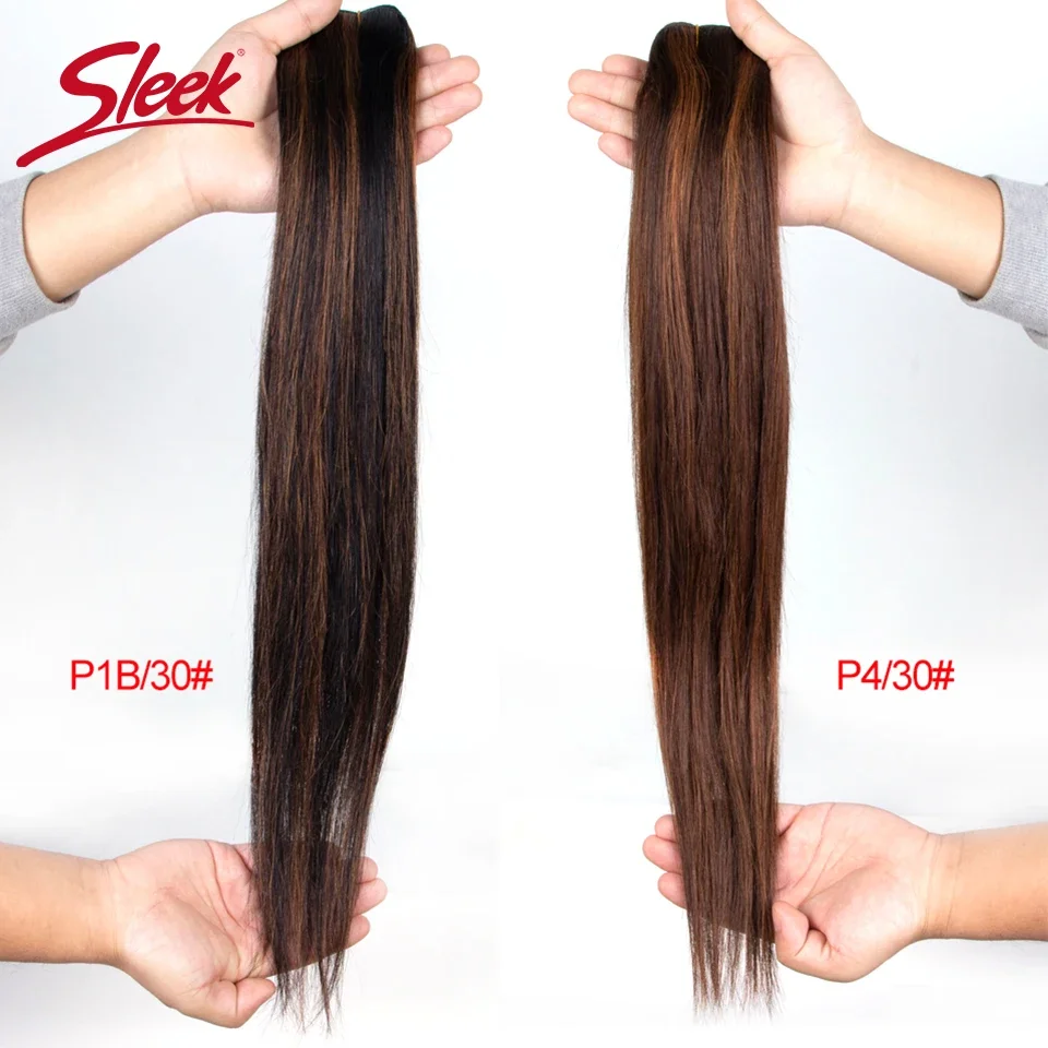 Sleek Brazilian Straight P4/27 P6/27 Brown P4/30 P1B/30 Human Hair Weave Bundles 100% Natural Rmy Hair Extension 10 To 26 Inches 3