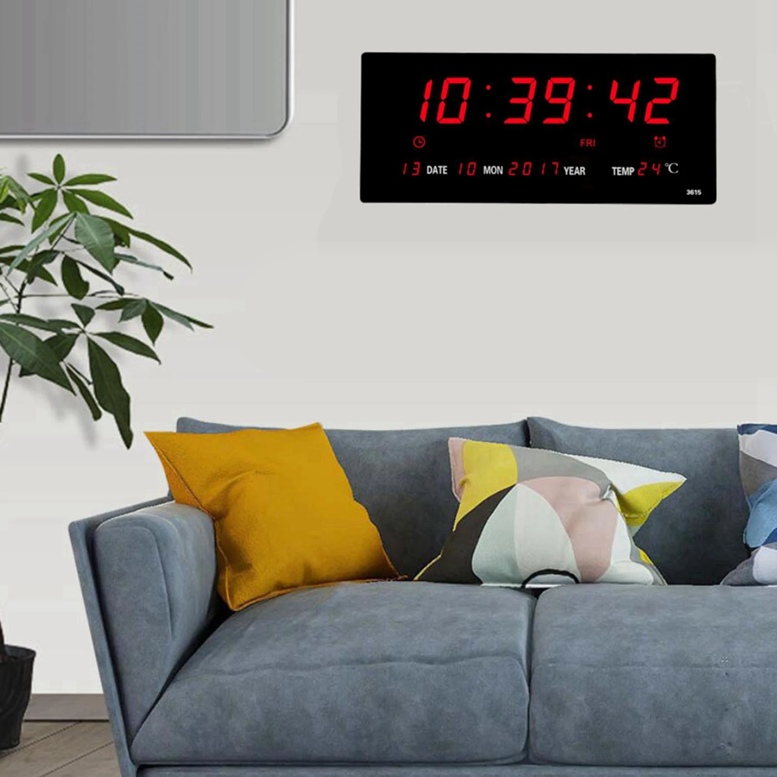 Orologio Da Parete LED 18 Pollici - Display Temperatura E Calendario, Auto-Dimmer | Bianco, 12/24h - Foto 12
