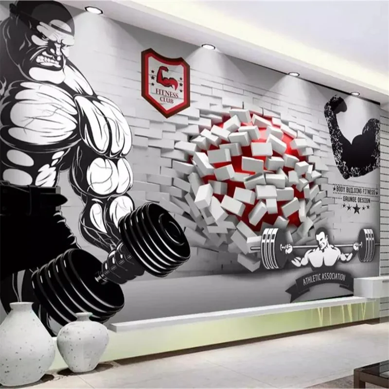 Papier Peint 3D Gym Exercice Q9312 - Autocollant Mural Photo - Neuf Sous Rouleau