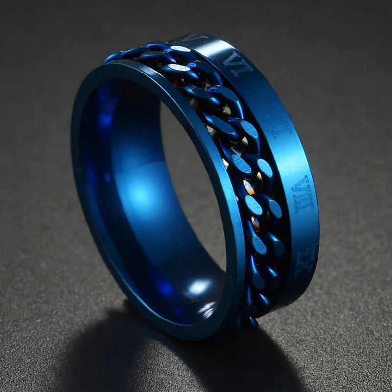 8mm Simple Men Ring Smooth Stainless Steel Blue Charms Rings Women's Couple Jewelry Gift wedding rings,signet ring,round rings,cross rings,temperature rings,silver ring,womens ring,fidget rings,couple rings,cubic zircon ring,turkish rings,finger rings,jewelry rings,ring jewelry,anime rings,moissanite ring,survival ring