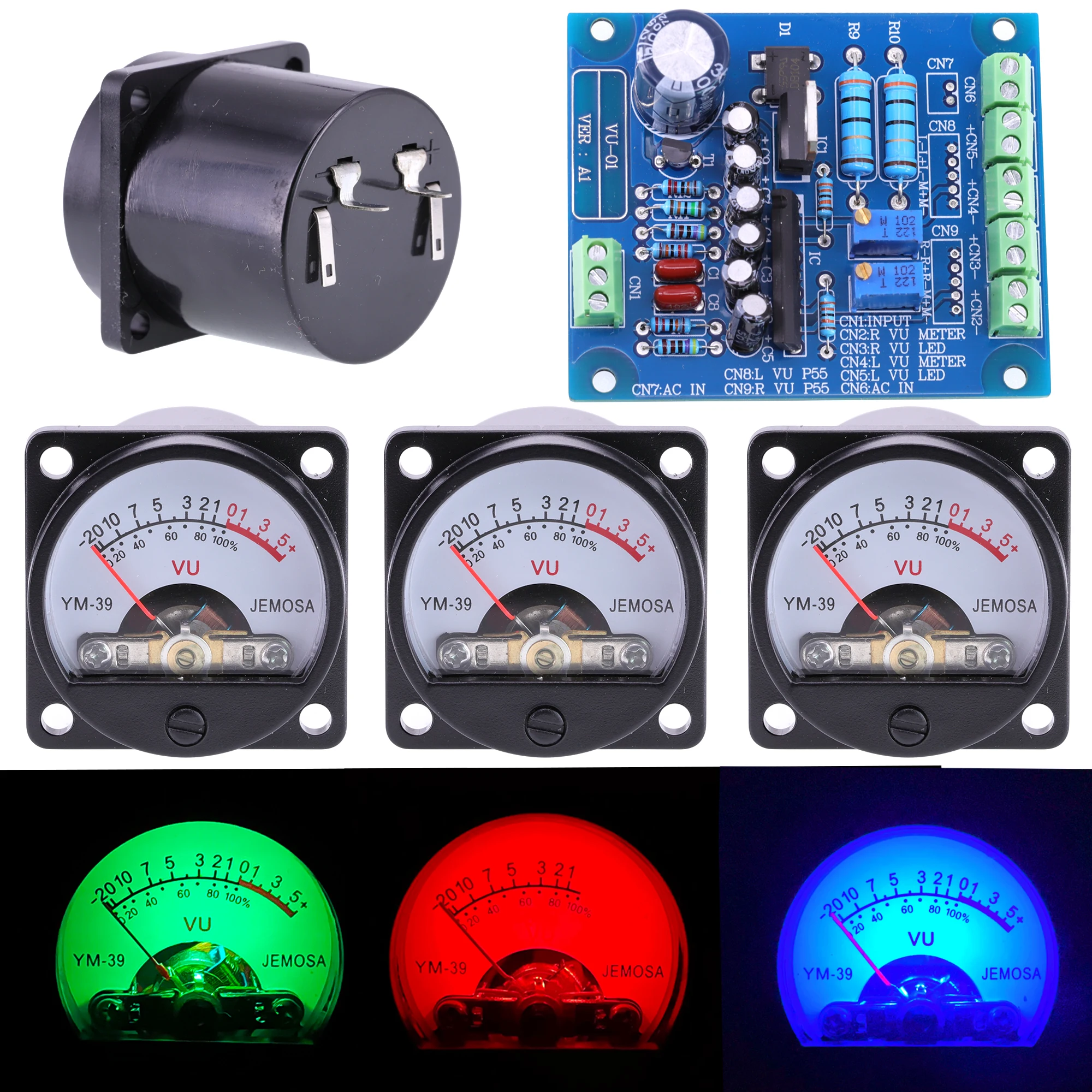 2 Pz 35Mm Pannello Vu Meter 500Vu Misuratore Di Pressione Sonora + 2 Pz Vu Level Audio Meter Scheda Driver Dc/Ac 6-12V Input