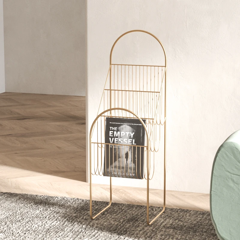 

Nordic Iron Book Shelf Magazine Book Storage Rack the Newspaper Stand Storage Rack Floor Living Room Bookshelf Picture Book Rack