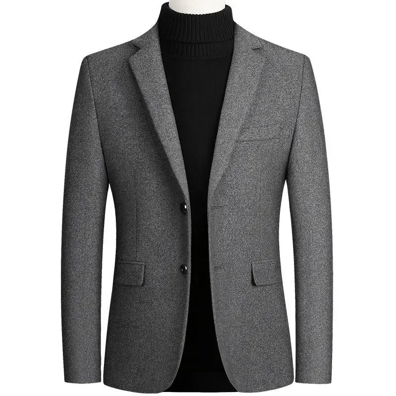 BROWON Brand Business Casual Wool Blazer Men 2024 Autumn and Winter New Solid Men Blazer Regular Fit Long Sleeve Blazers for Men 2