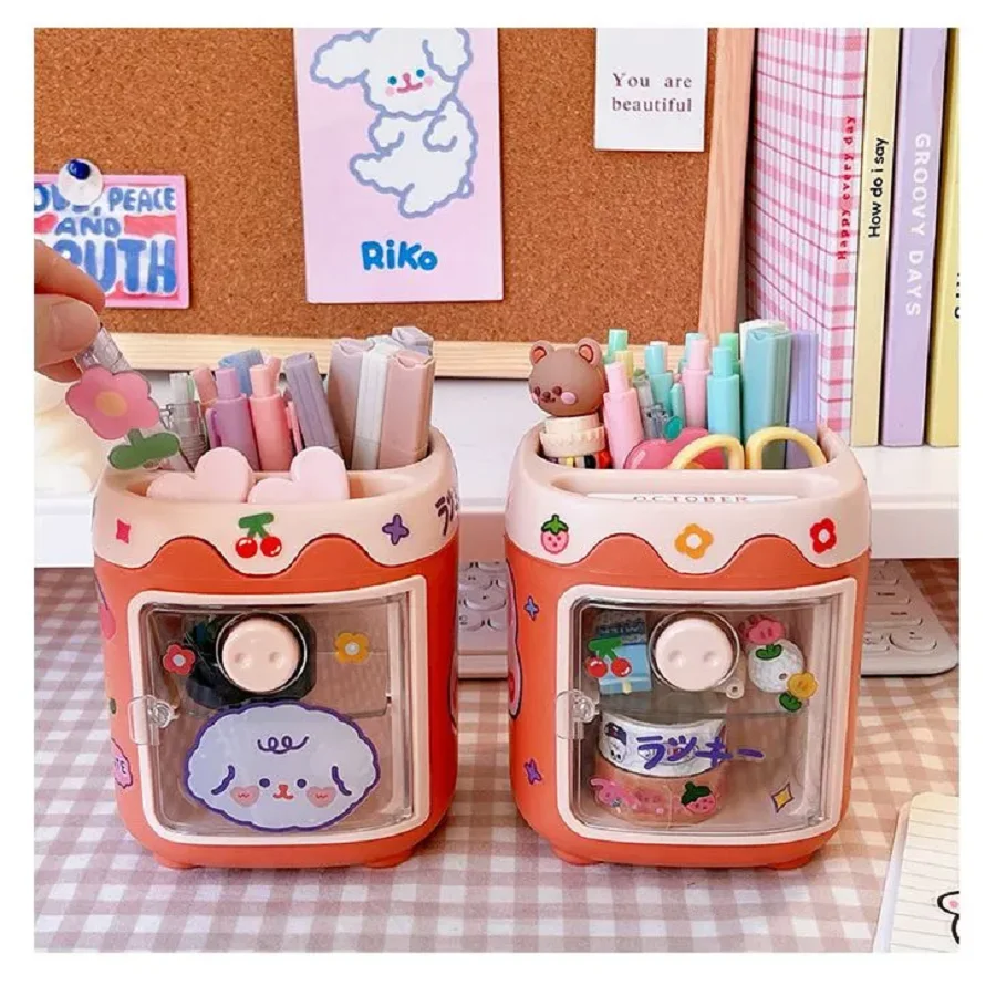 Creative Pen Holder Cartoon Cute Multi grid Pig Pen Holder Student Office Stationery Pig Nose Drawer pen holder
