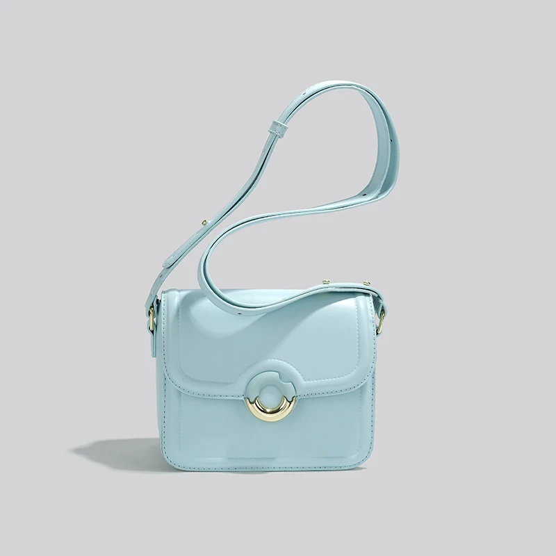 

Текстурированные синие сумки через плечо для женщин, однотонная квадратная мини-сумка из искусственной кожи с клапаном, модная женская универсальная сумка-мессенджер для покупок