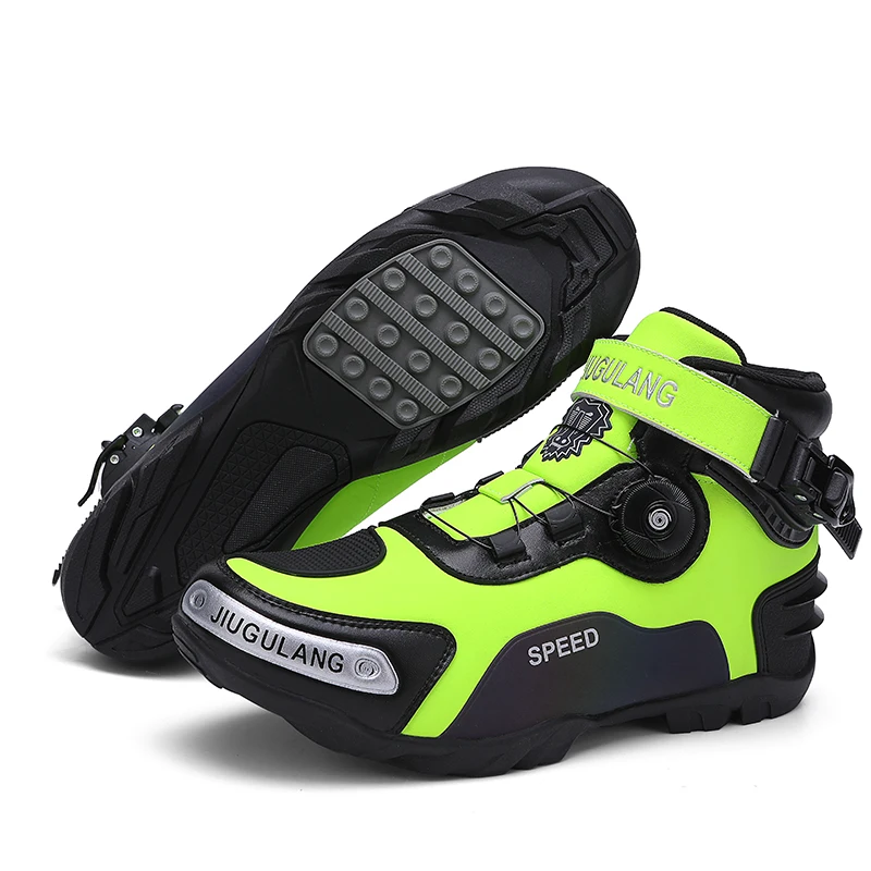 

Professional Men Road Cycling Shoes Green Blue Red Boys Outdoor Rubber Bike Sneakers Cycling Boots