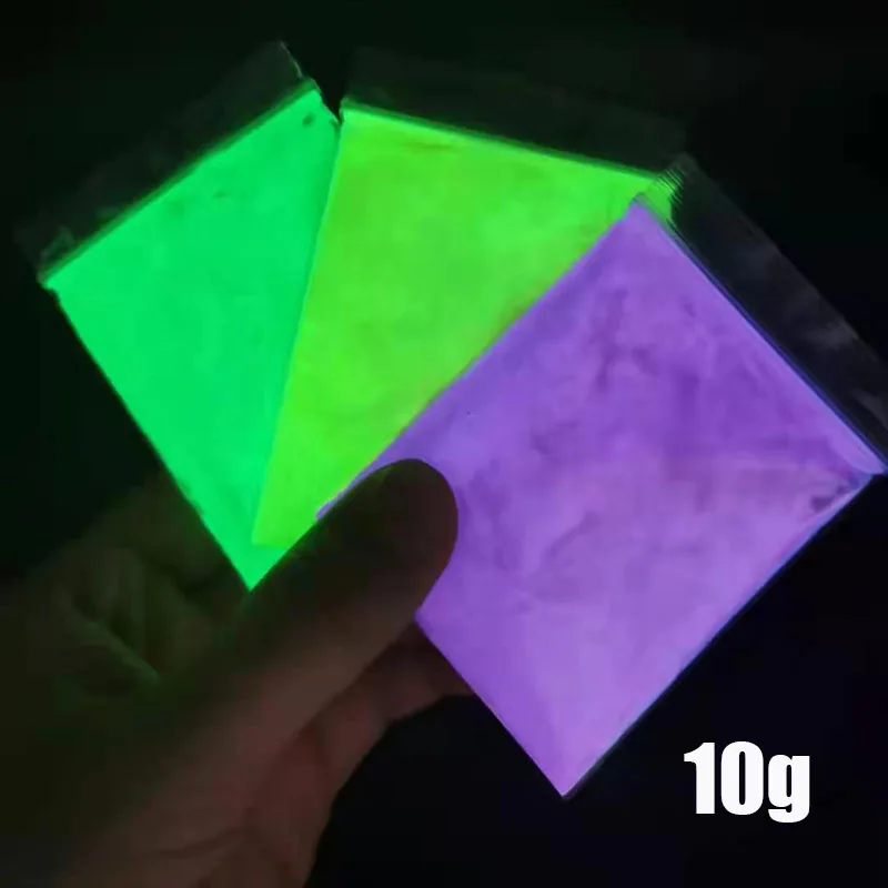 Nail Powder Nail Pigment Nail Glitter Luminous Pigment Fluorescent Pigment 10g/Bag Luminous Glitter Powder For Nail Art 12-Color Fluorescent Phosphor Pigment Summer Glow In Dark Phosphor Powder FD-48